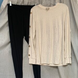 Cream and gold long sleeve top